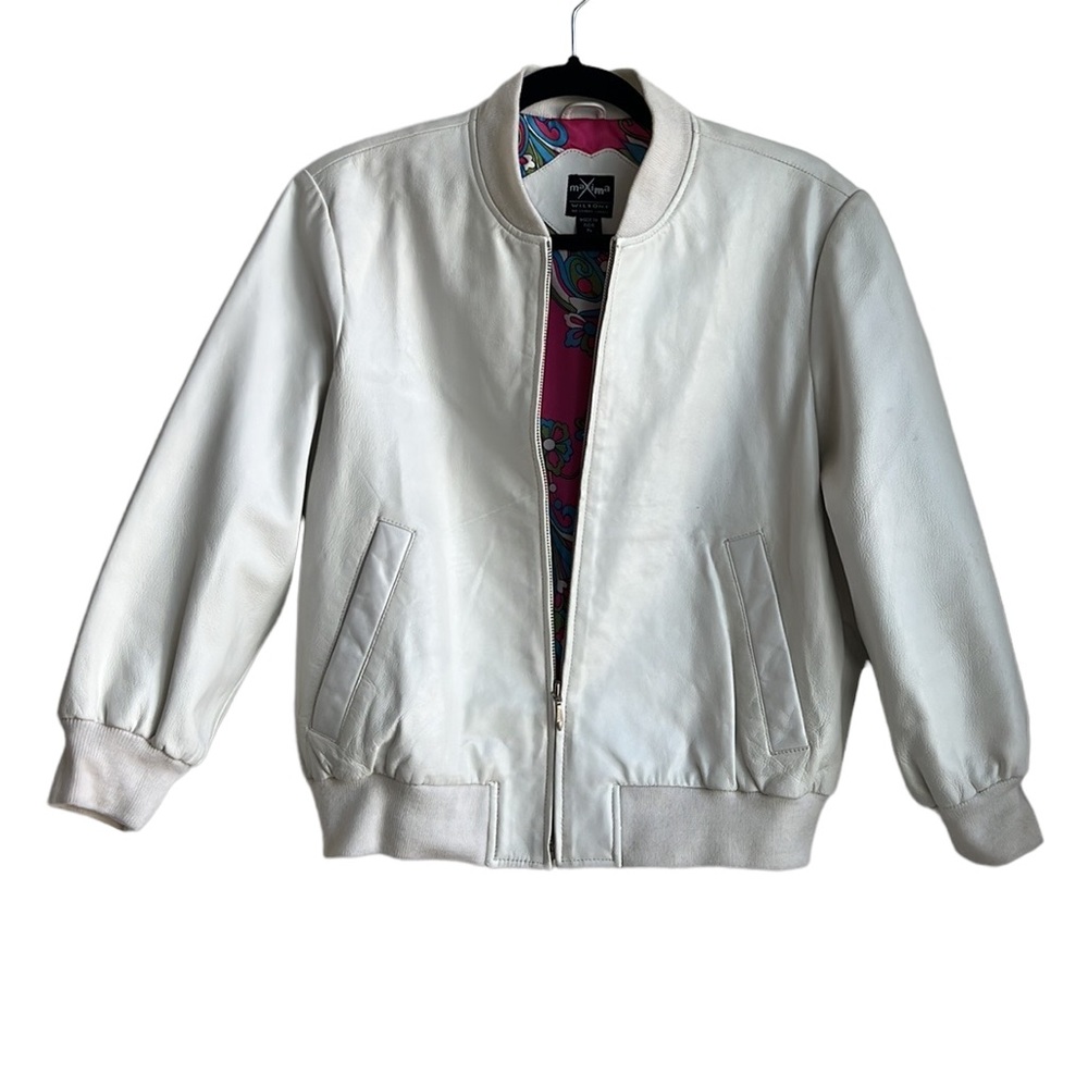 REPOSHING…KIDS VINTAGE WILSONS Maxima The Leather Experts White leather jacket…